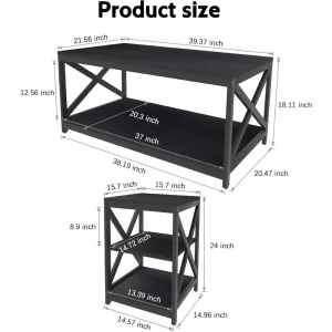 Industrial X-Design Coffee Table and 2 End Side Tables