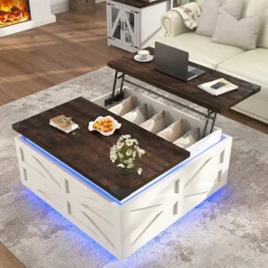 35.8" Farmhouse Lift Top Coffee Table with Storage