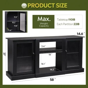 TV Stand for 65 Inch TV, Storage and Shelves